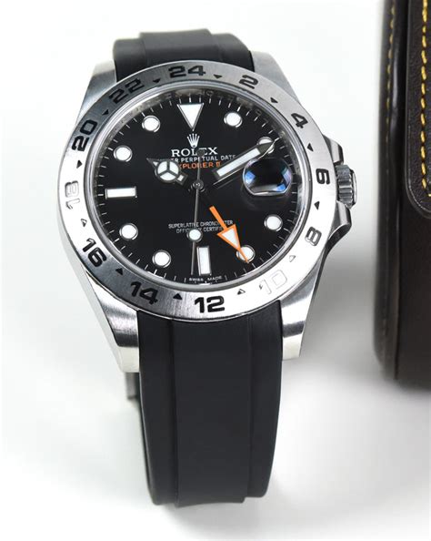 rolex rubber strap explorer 2|Rolex explorer 2 strap options.